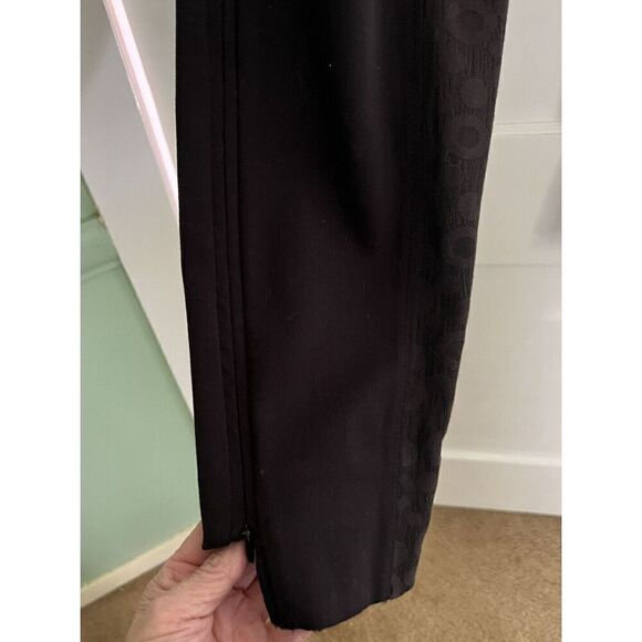 RARE Maya Negri Womens Medium Israeli Designer Black Pants Brocade Inset Inseam - Picture 4 of 13
